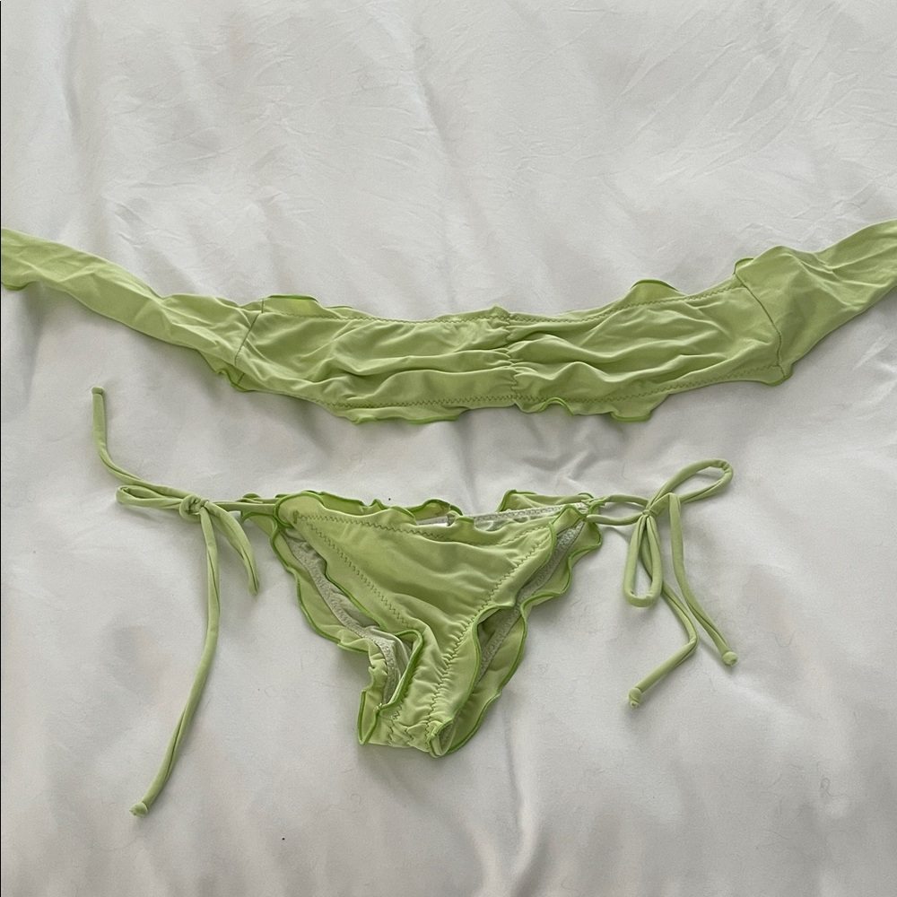 Ritchie Swimwear Green Ruffled Bikini Set